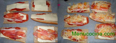 crostinis de jamón y queso